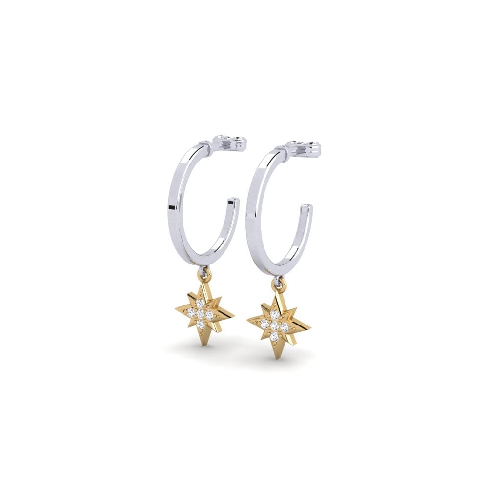 14ct White & Yellow Gold Women's Earring Starhill