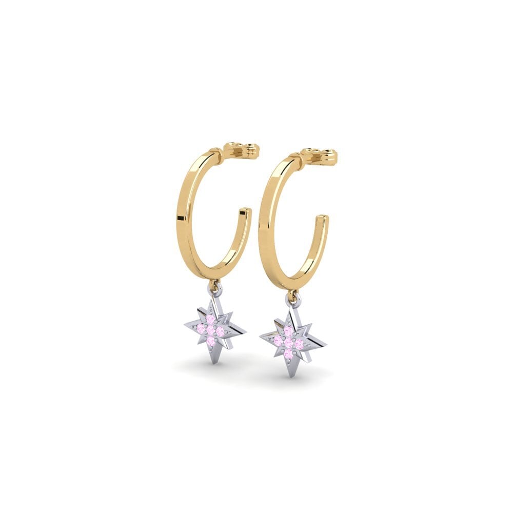 14k Oro Amarillo & Blanco Zafiro Rosado Pendiente de mujer Starhill