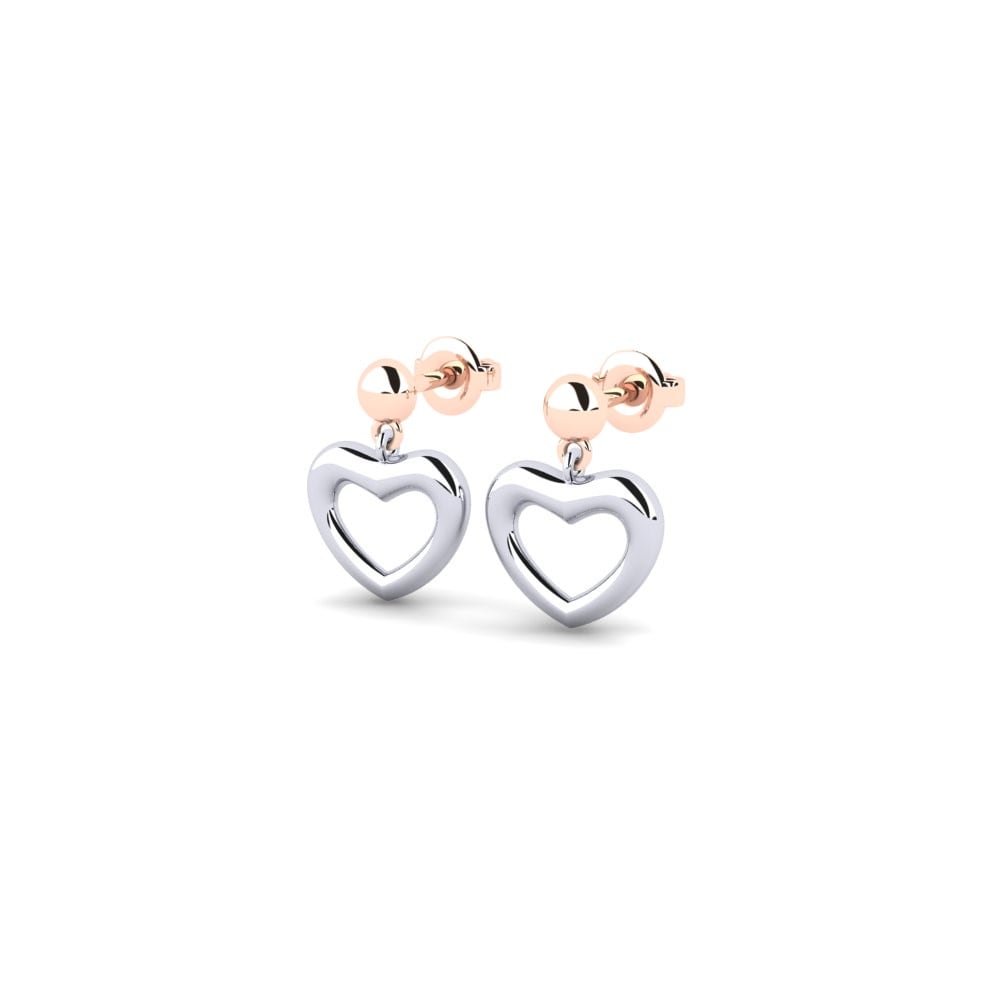 14ct White & Rose Gold Earring Cattus