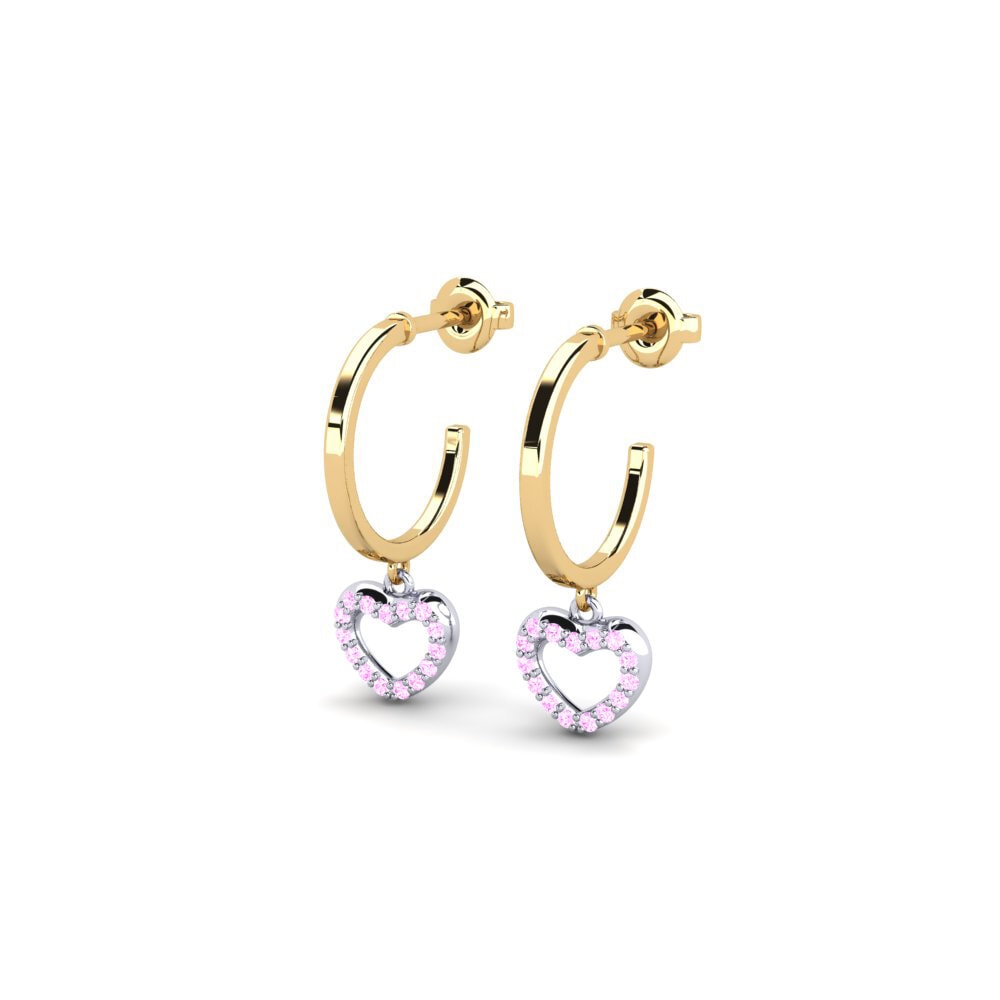 14k Oro Amarillo & Blanco Zafiro Rosado Pendiente de mujer Minnen