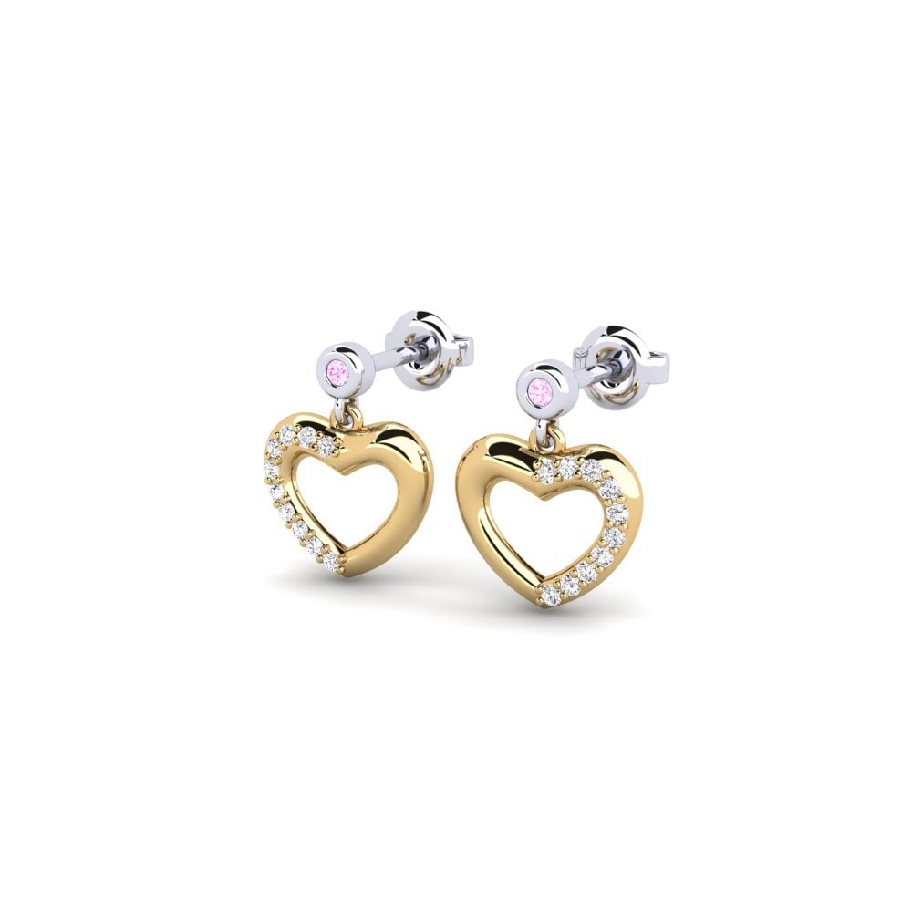 14k Oro Amarillo & Blanco Zafiro Rosado Pendiente de mujer Misisa