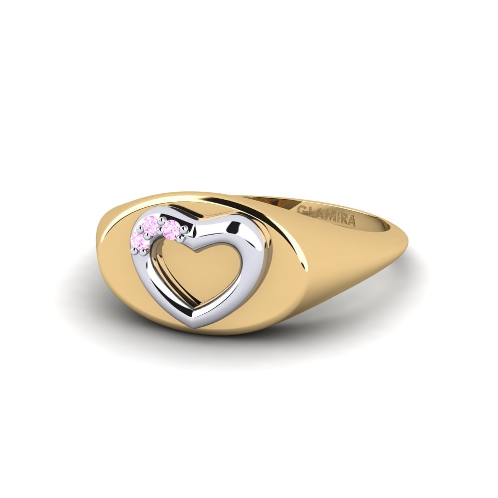 14k Oro Amarillo & Blanco Zafiro Rosado Anillo Tibera