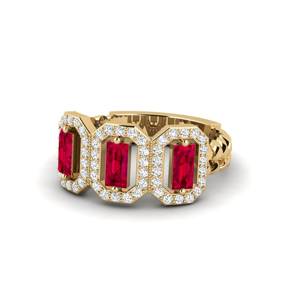 14k Oro Amarillo Rubí Anillo de compromiso Treasey
