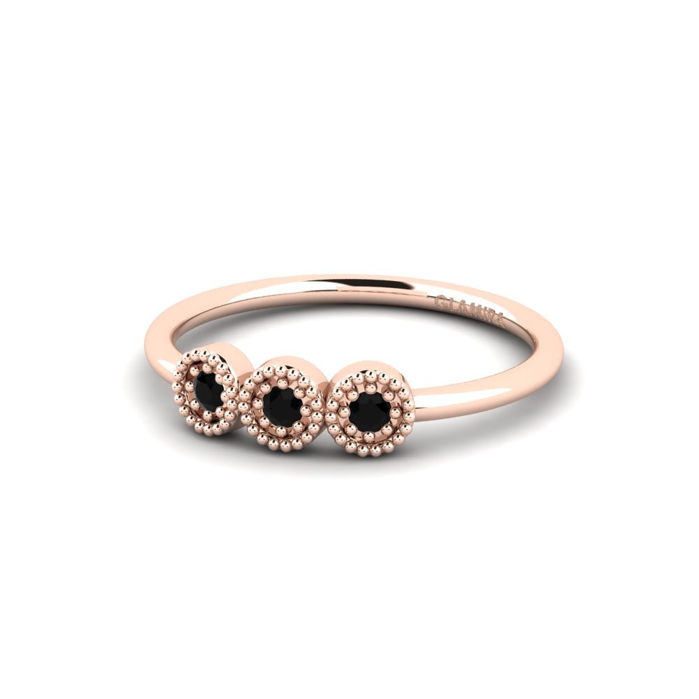 14ct Rose Gold Black Onyx Engagement Ring Tunneled