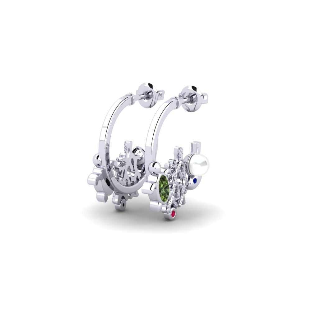 14ct White Gold Green Sapphire Women's Earring Cekpet