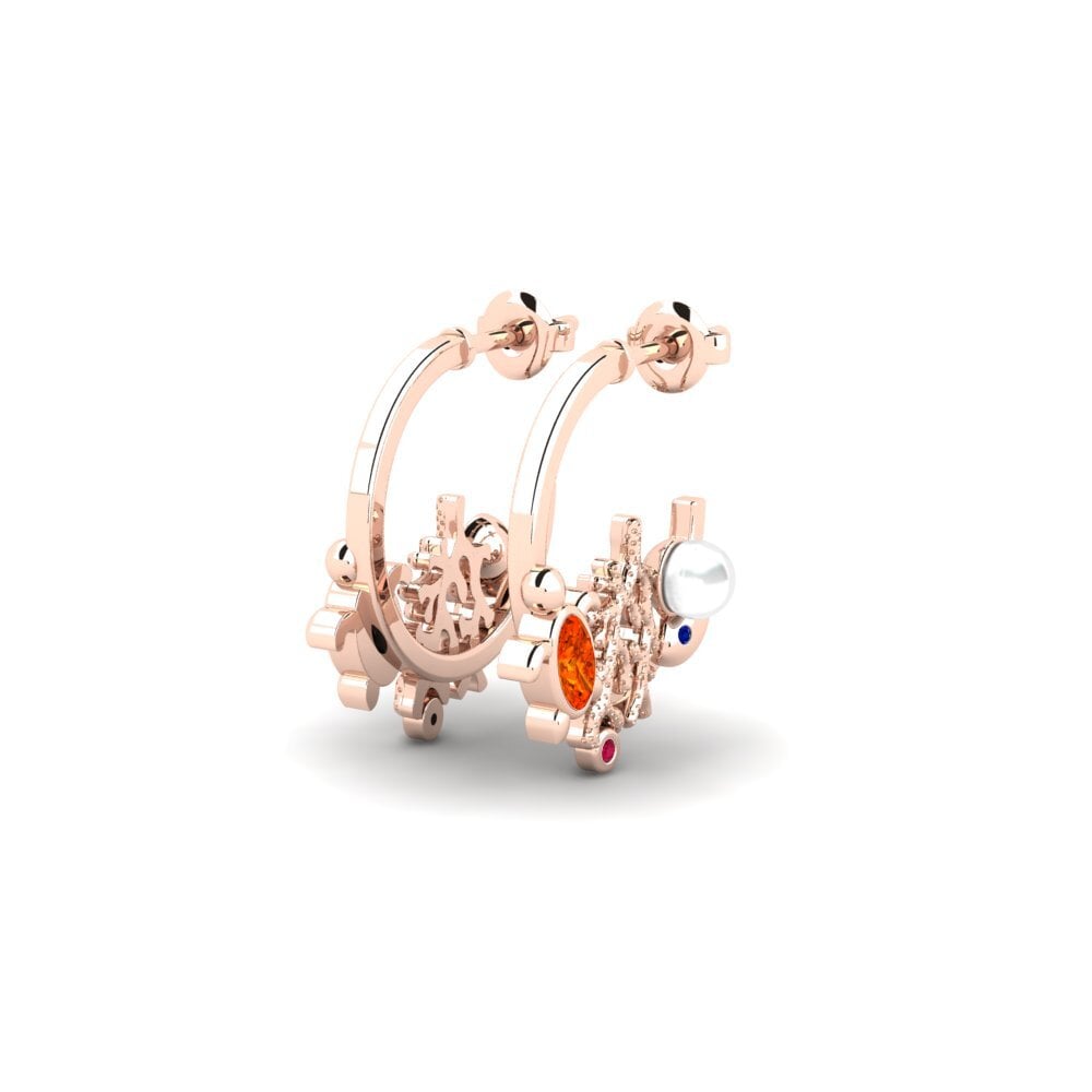 14ct Rose Gold Orange Sapphire Women's Earring Cekpet