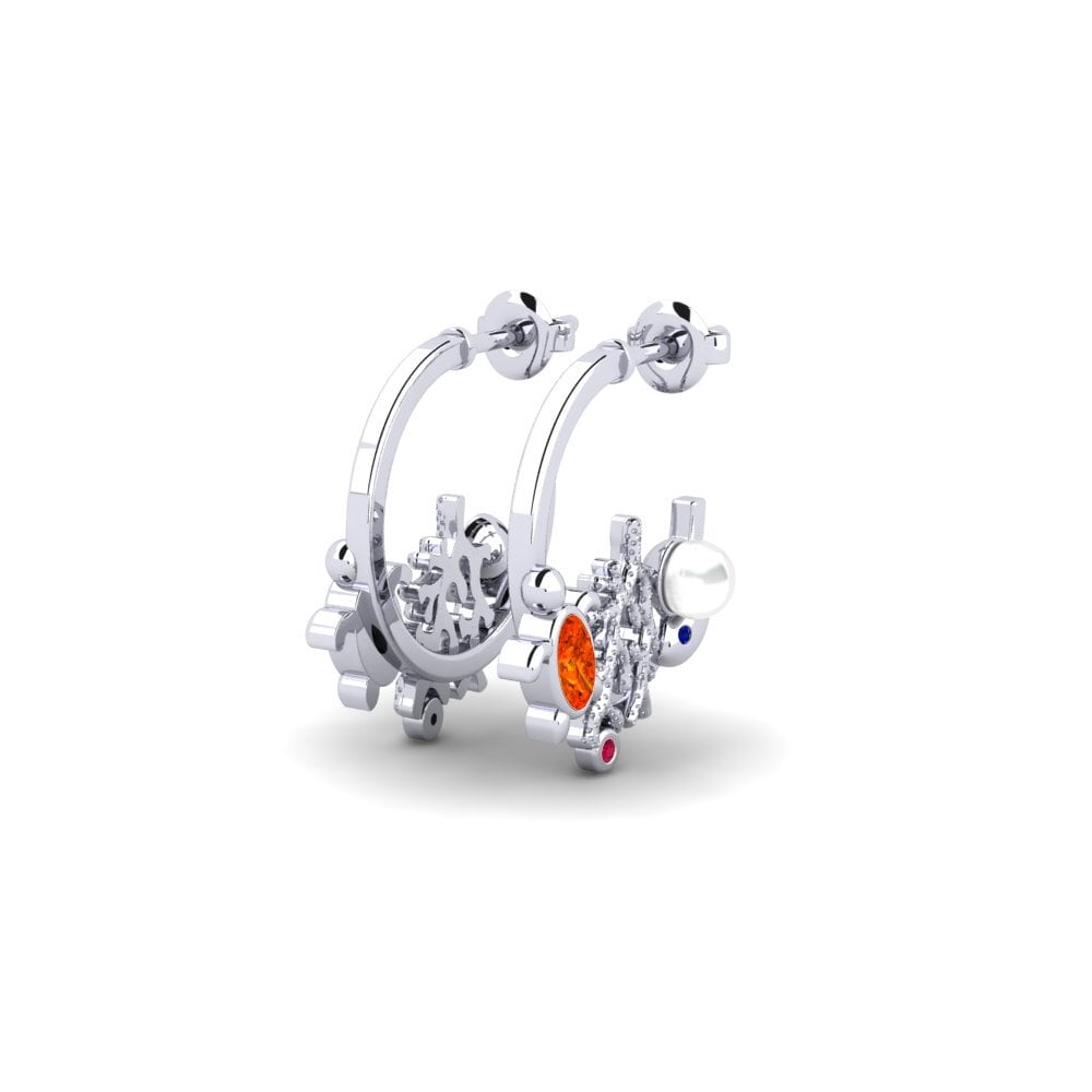 9ct White Gold Orange Sapphire Women's Earring Cekpet