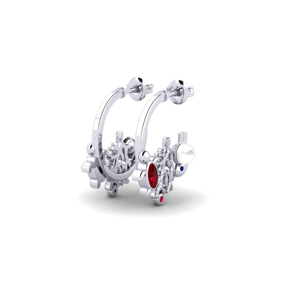 9ct White Gold Ruby Women's Earring Cekpet