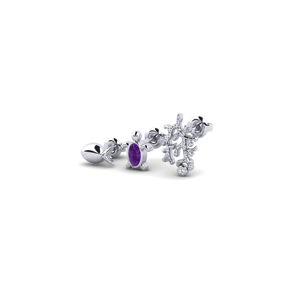 Platino Amatista Pendiente de mujer Exitosa - SET