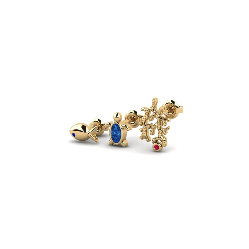 Zircone Bleu Foncé Boucle d'oreille femme Exitosa - SET
