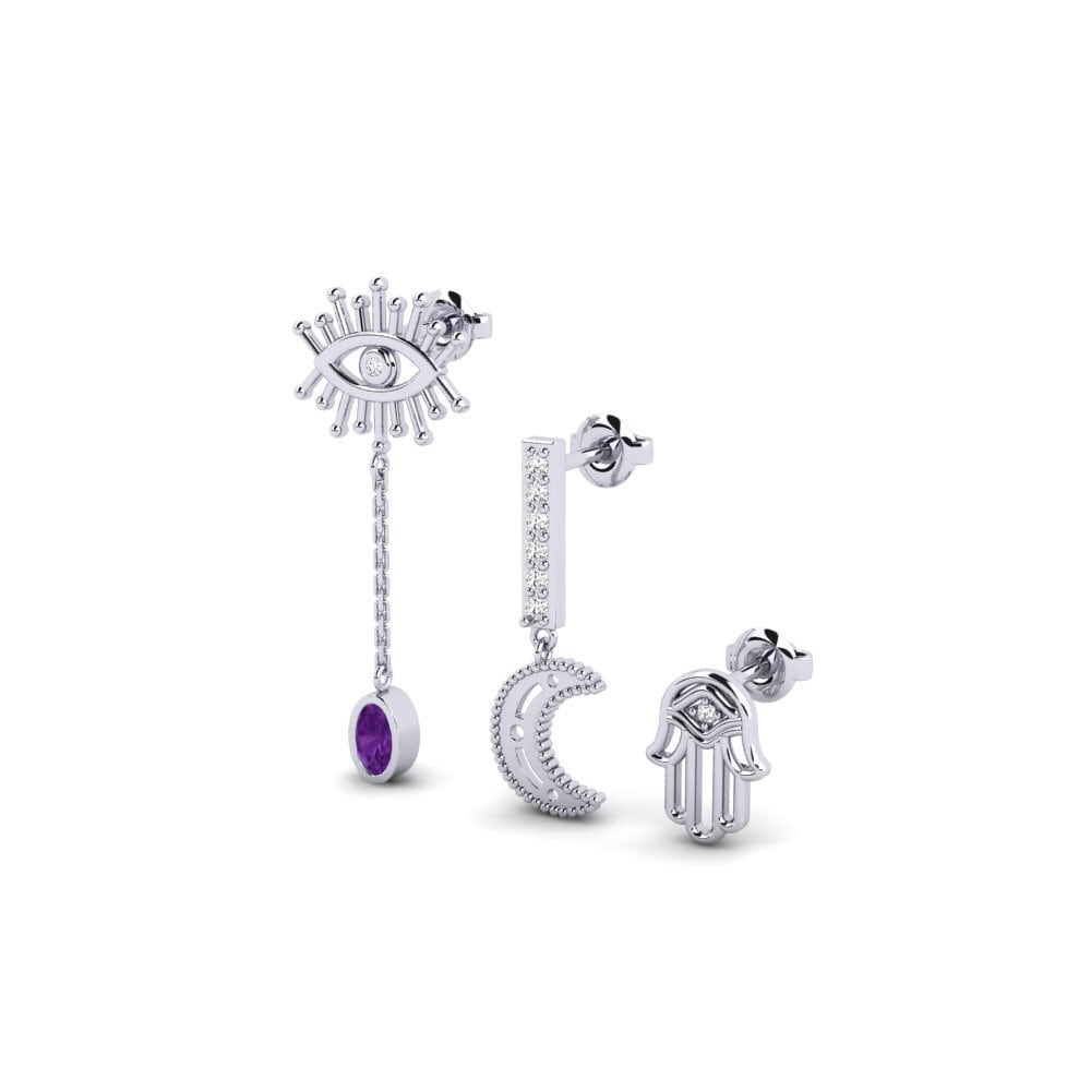 Platino Amatista Pendiente de mujer Marondera - SET