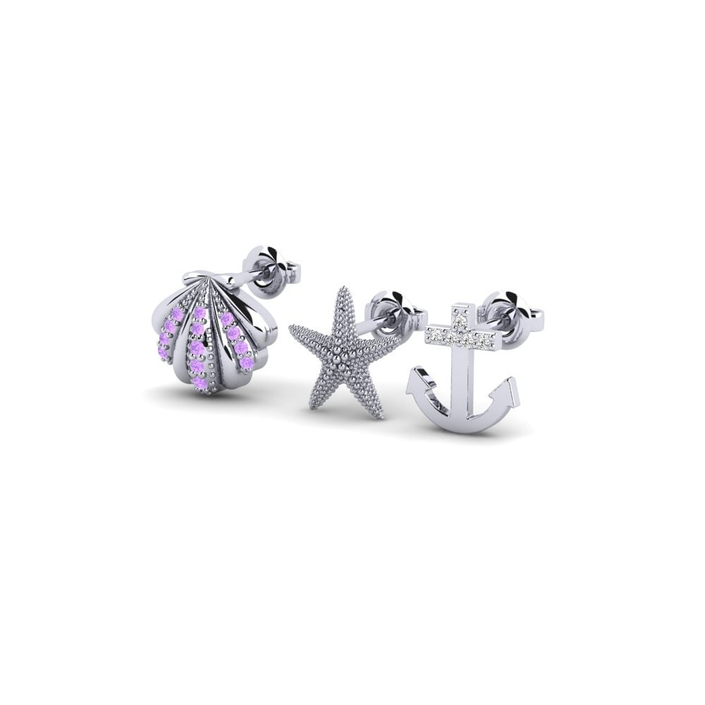 Platino Amatista Pendiente de mujer Midtaphab - SET