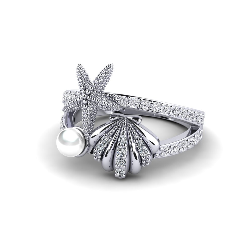 9k Oro Blanco Circonita Anillo Oroitzapena