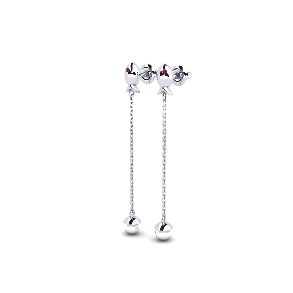 9ct White Gold Ruby Women's Earring Menestys - A