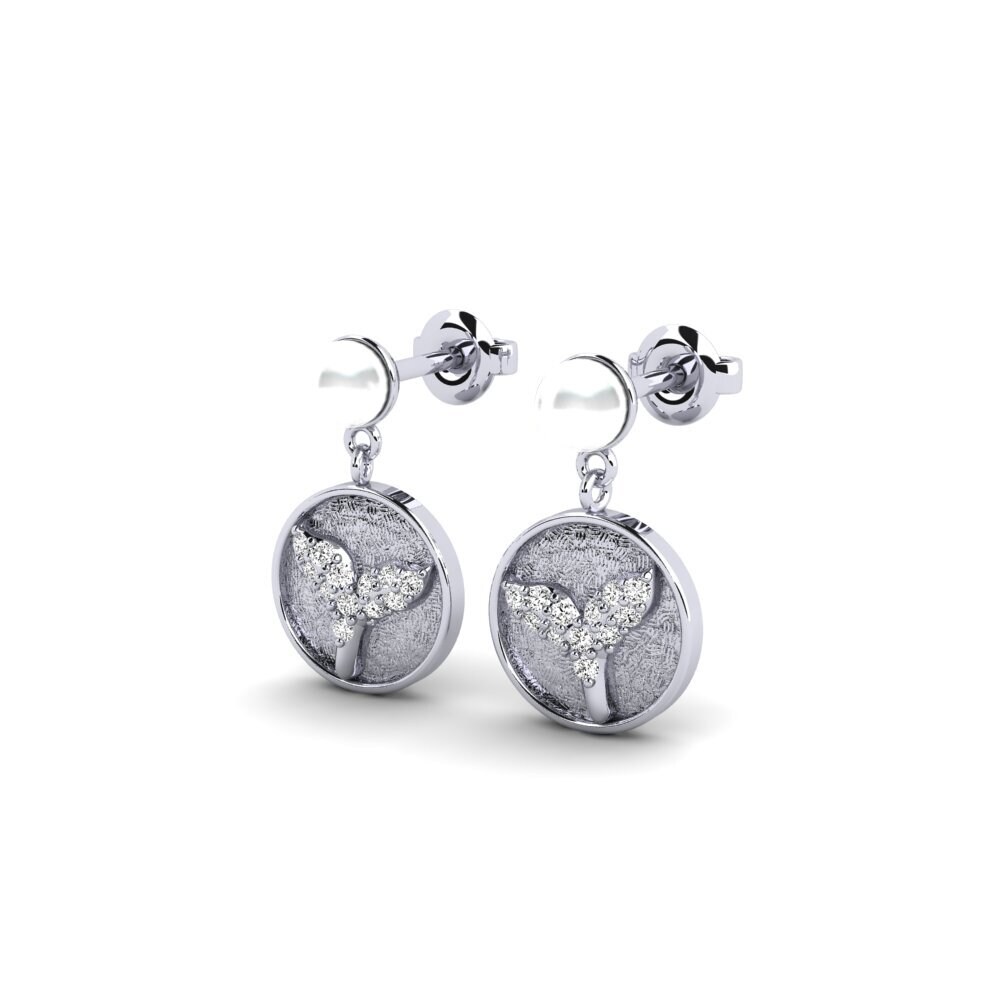 9ct White Gold Moissanite Women's Earring Menestys - B