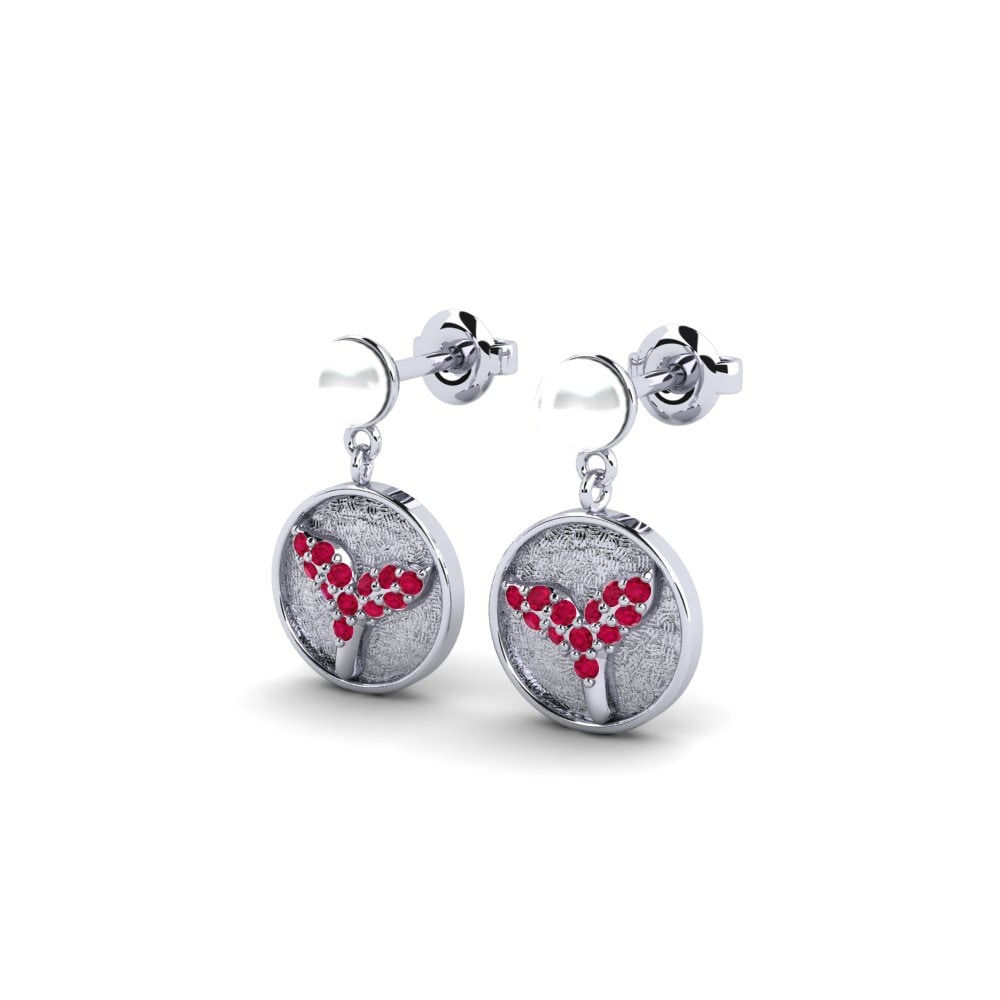 9ct White Gold Ruby Women's Earring Menestys - B
