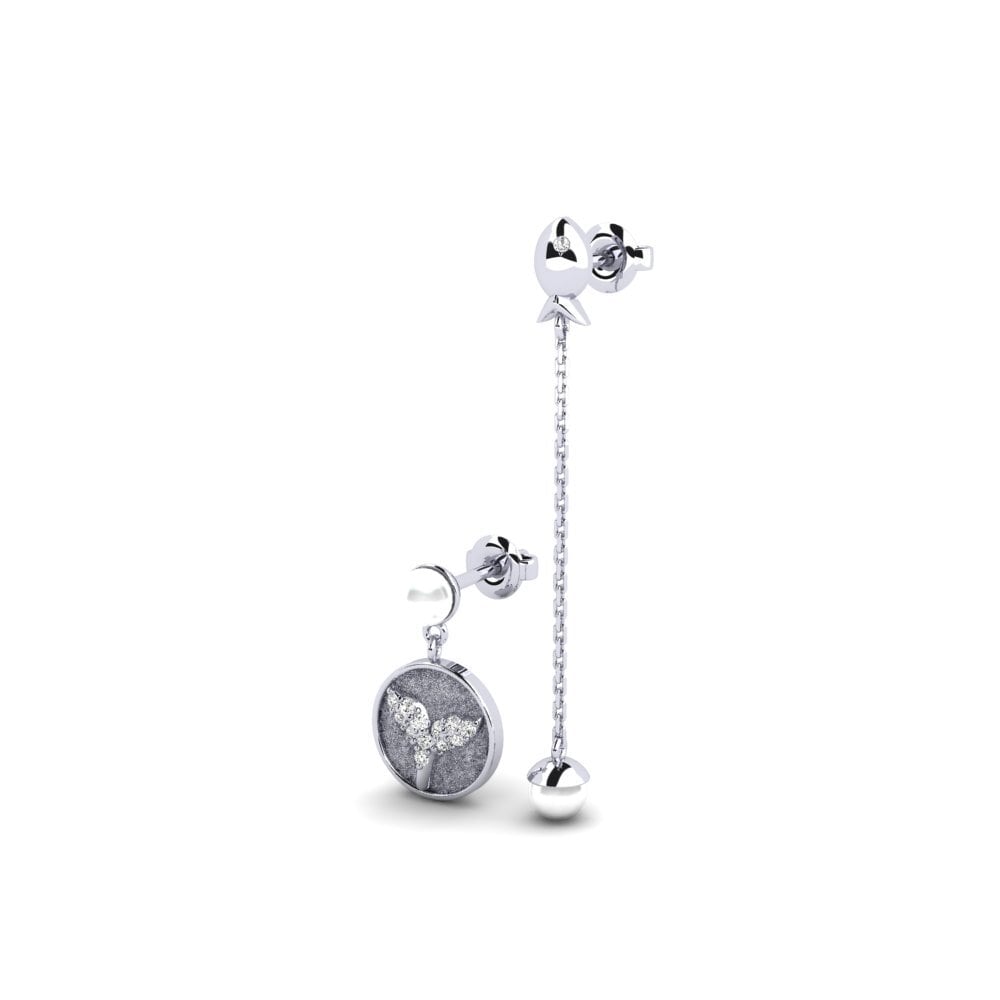 9ct White Gold Moissanite Women's Earring Menestys - SET