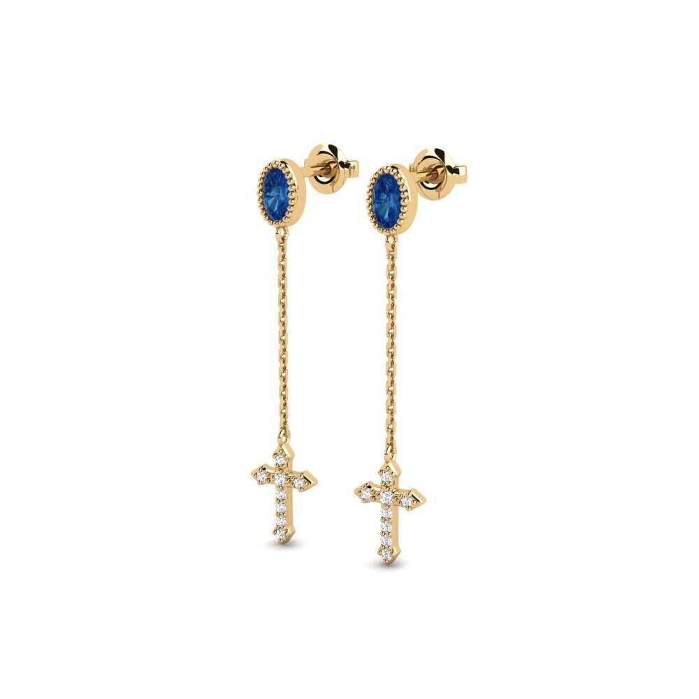 Zircone Bleu Foncé Boucle d'oreille femme Mongu