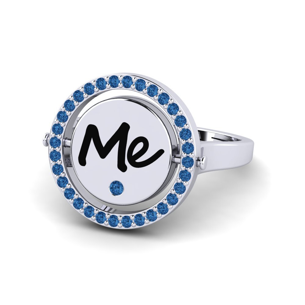 Palladium 950 Dunkelblauer Zirkonia Ring Segredos