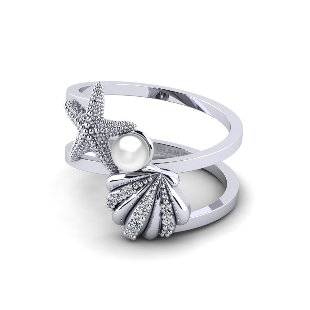 9k Oro Blanco Circonita Anillo Vinatta