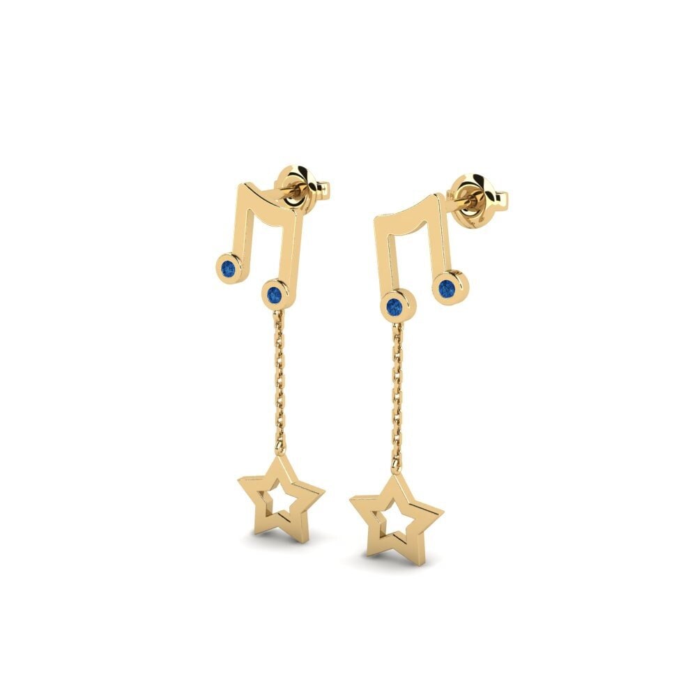Zircone Bleu Foncé Boucle d'oreille femme Yuyariy