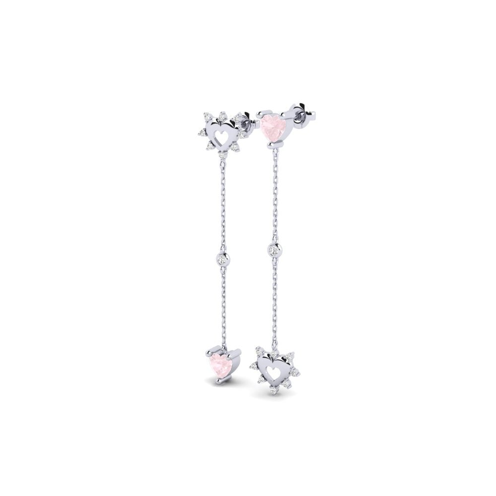 Oro Bianco 375 Quarzo Rosa Orecchino da donna Jihlava