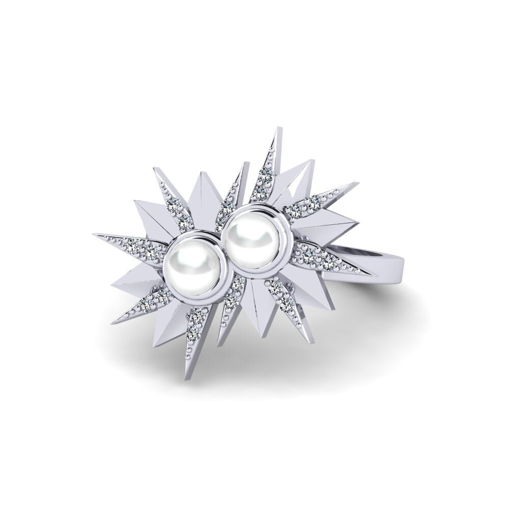 9k Oro Blanco Circonita Anillo Larvik