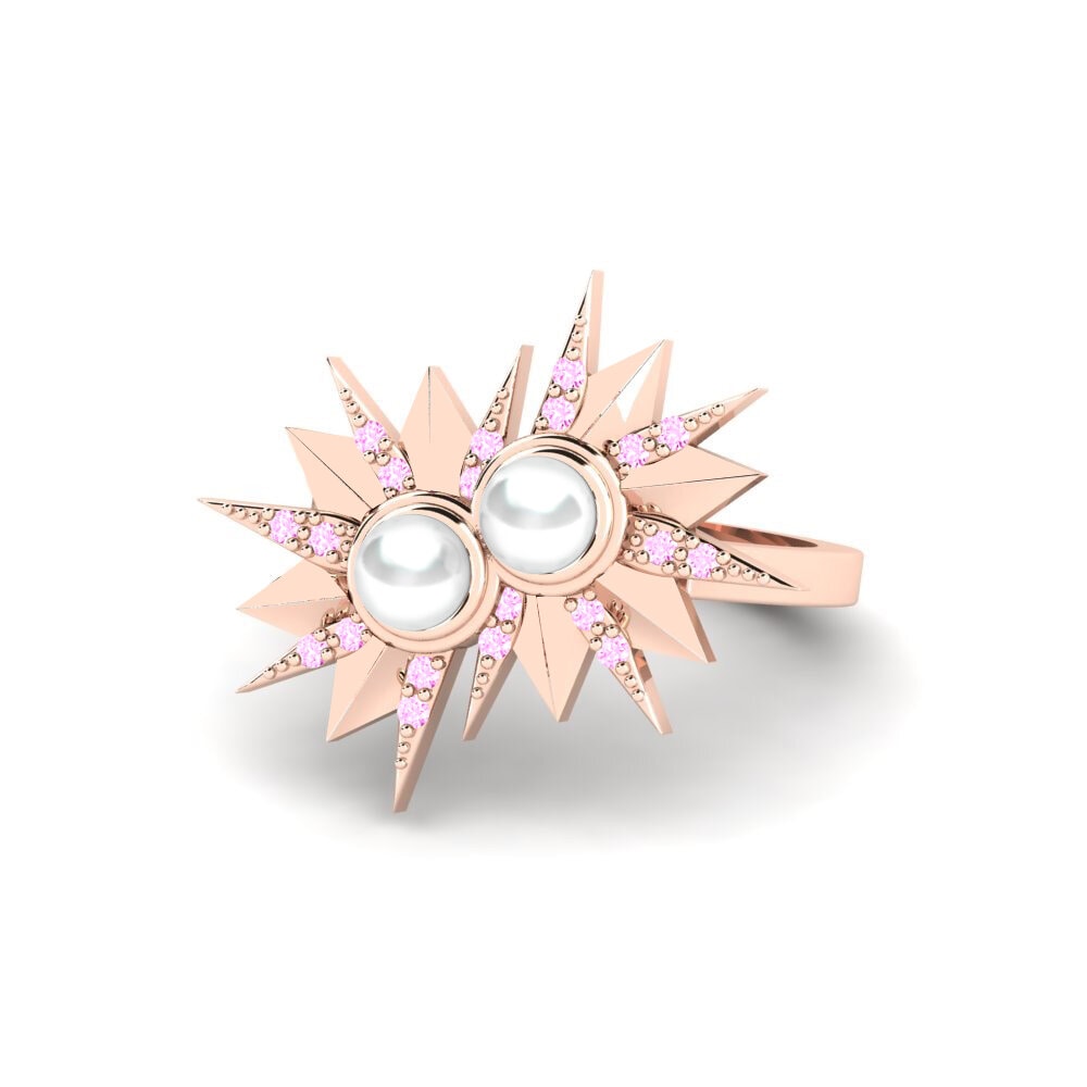 14k Oro Rosa Zafiro Rosado Anillo Larvik
