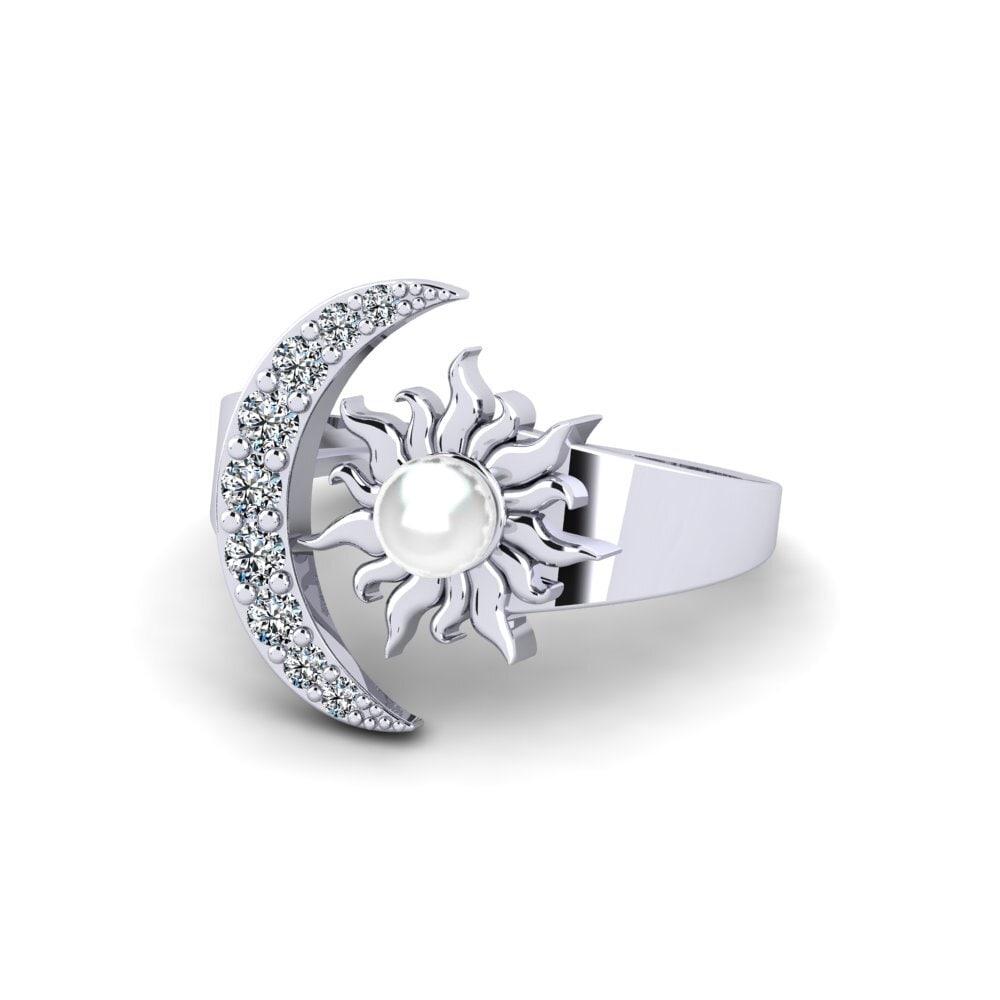 9k Oro Blanco Circonita Anillo Syukur