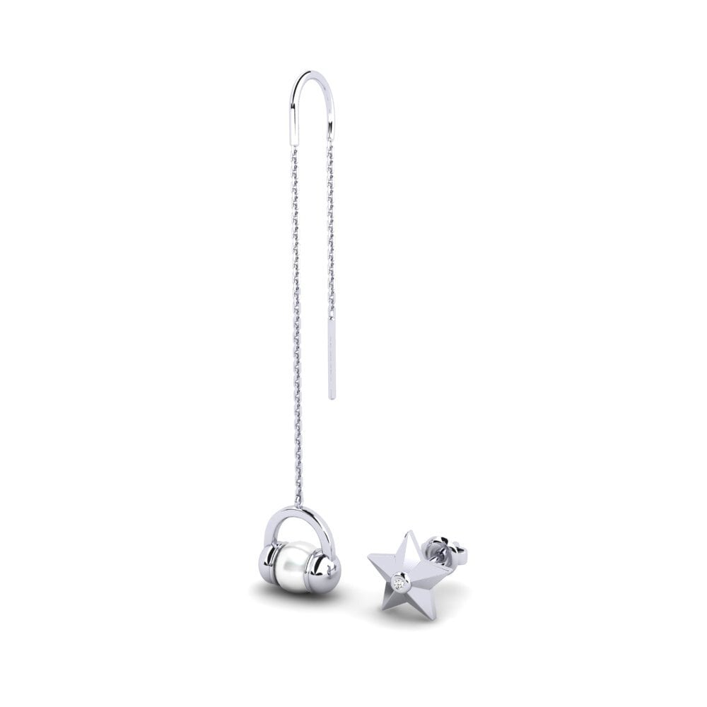 9ct White Gold Moissanite Women's Earring Zachikondi - SET