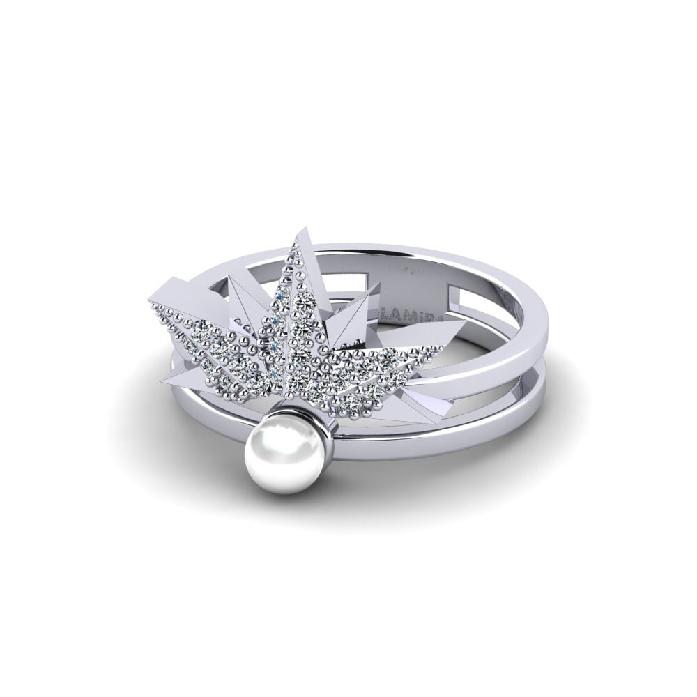 9k Oro Blanco Circonita Anillo Zawty