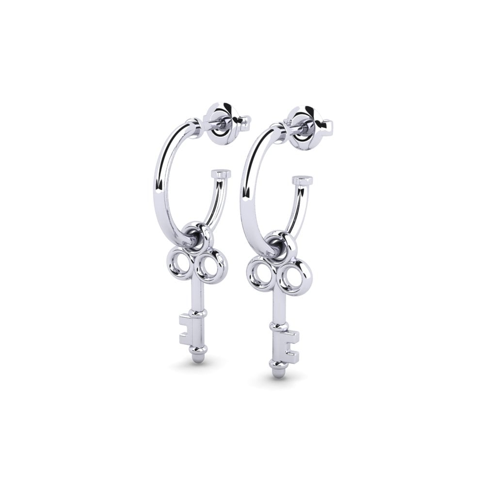 14k Oro Blanco Pendiente Medamud