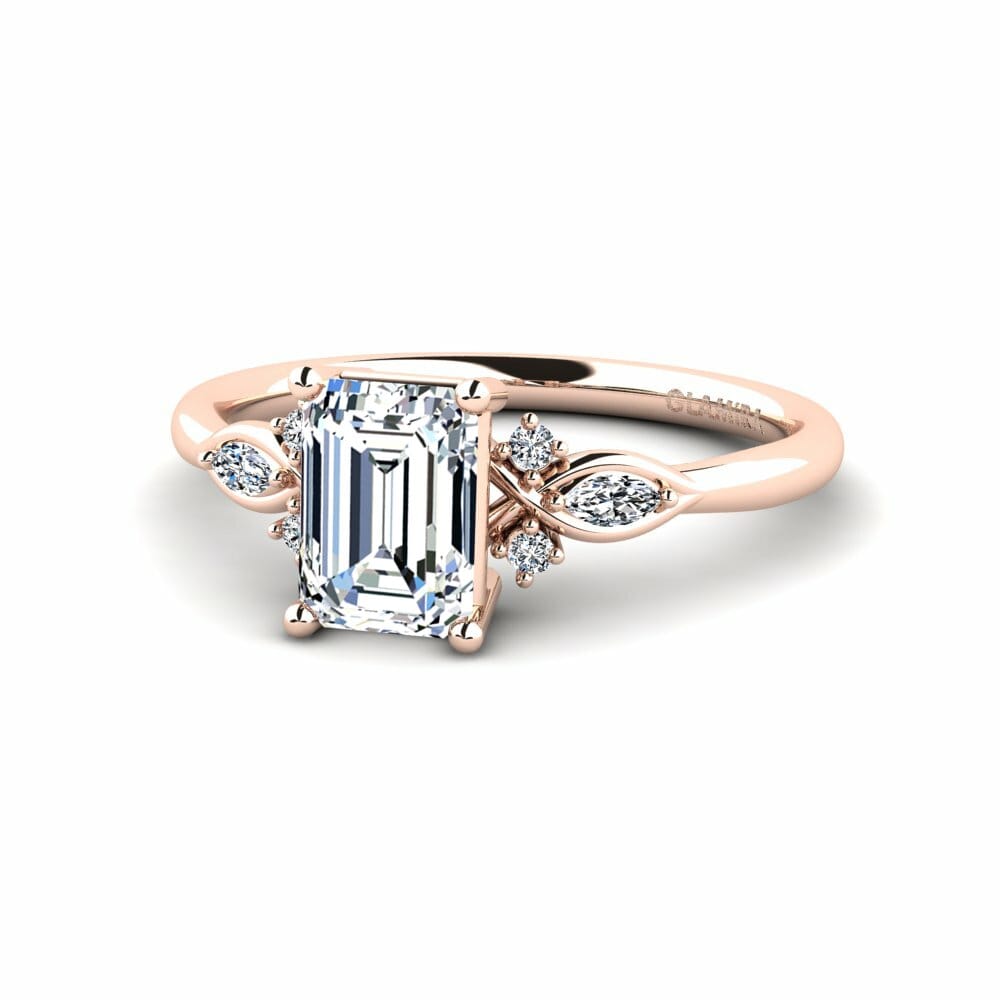 14k Rose Gold Engagement Ring Gisu - Emerald