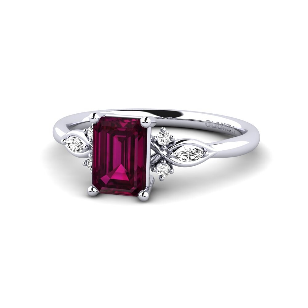 9ct White Gold Rhodolite Garnet Engagement Ring Gisu - Emerald