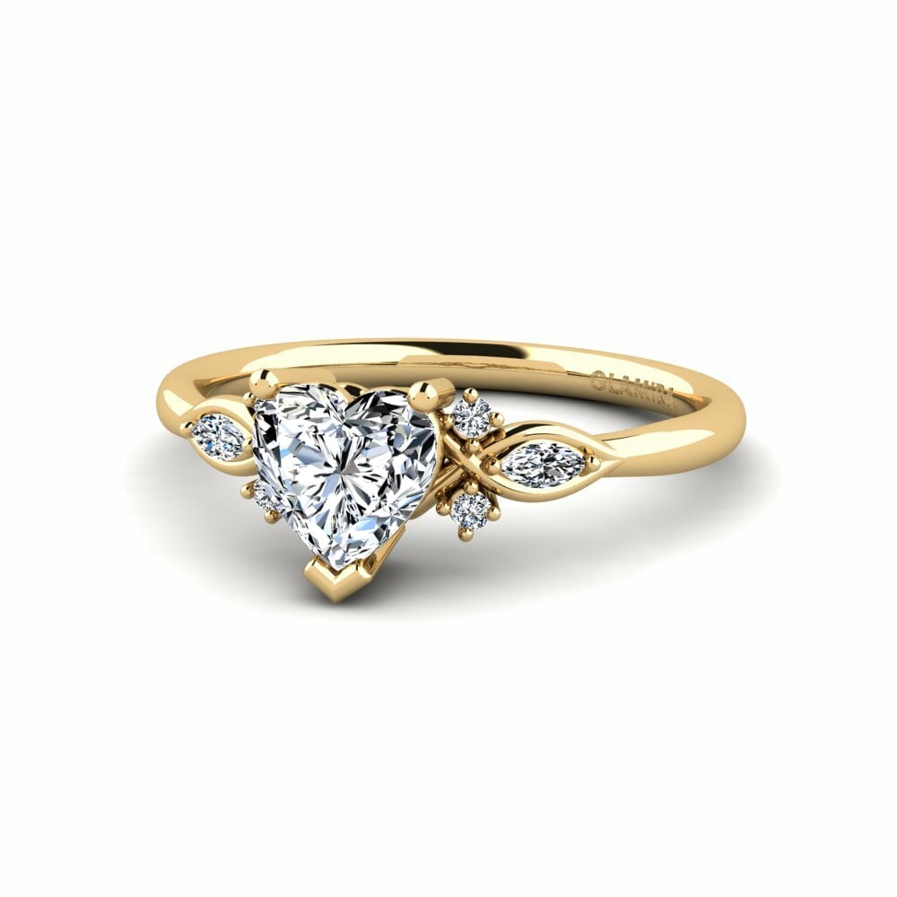 18K Yellow Gold Engagement Ring Gisu - Heart