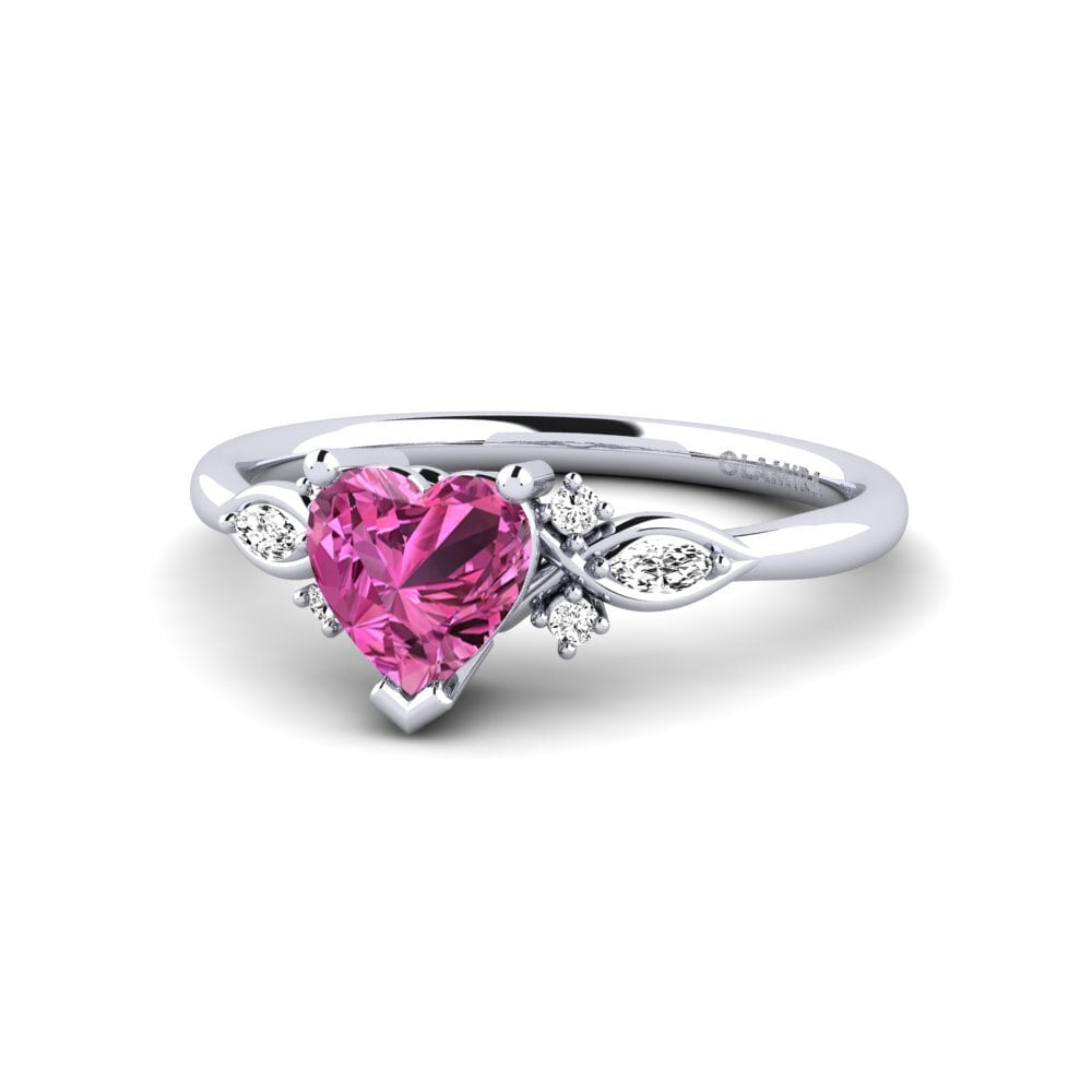 9ct White Gold Pink Topaz Engagement Ring Gisu - Heart