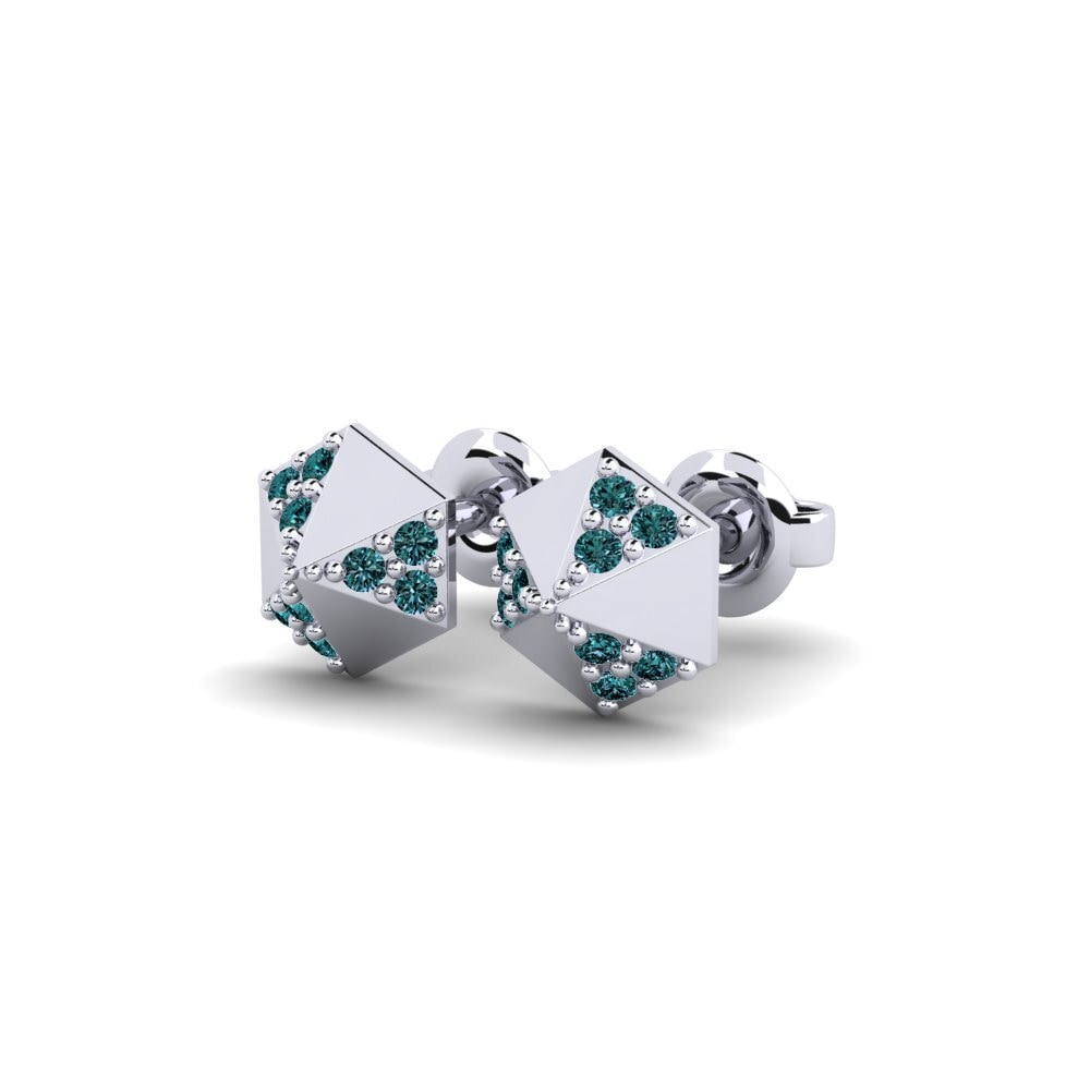 Platino Diamante Azul Pendiente de mujer Hedle