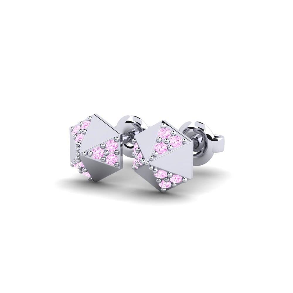 Platino Zafiro Rosado Pendiente de mujer Hedle