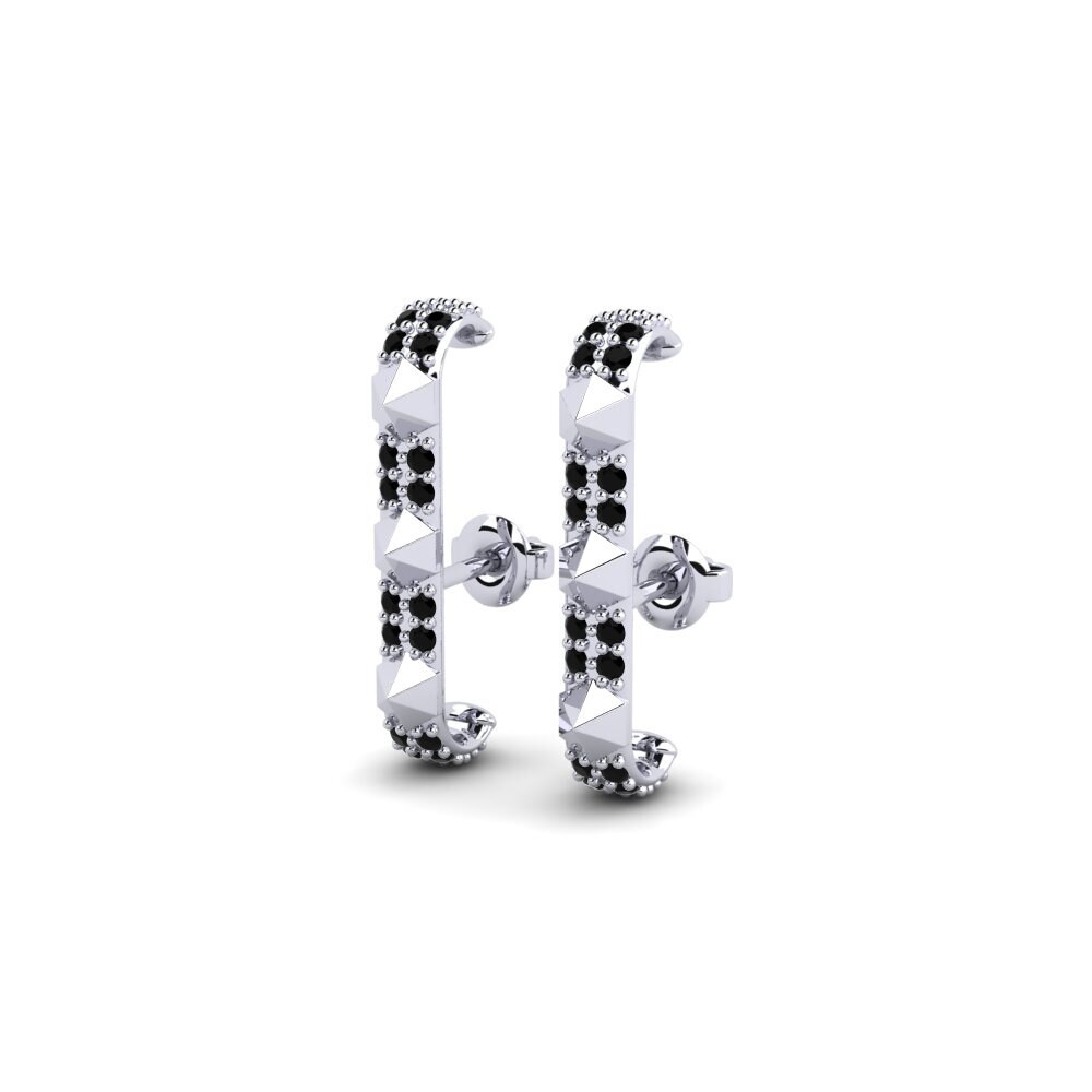 Platino Diamante Negro Pendiente de mujer Kehandiran