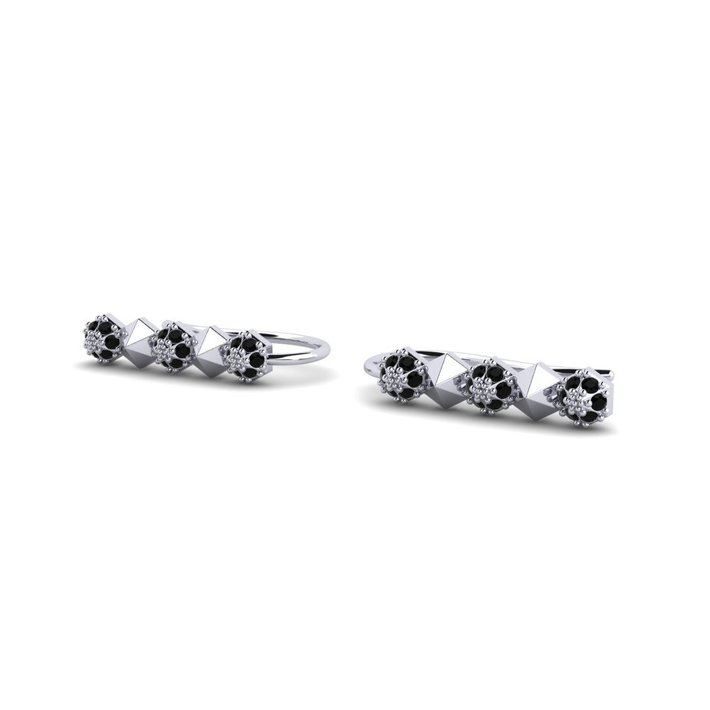 Platino Diamante Negro Pendiente de mujer Kohalolu
