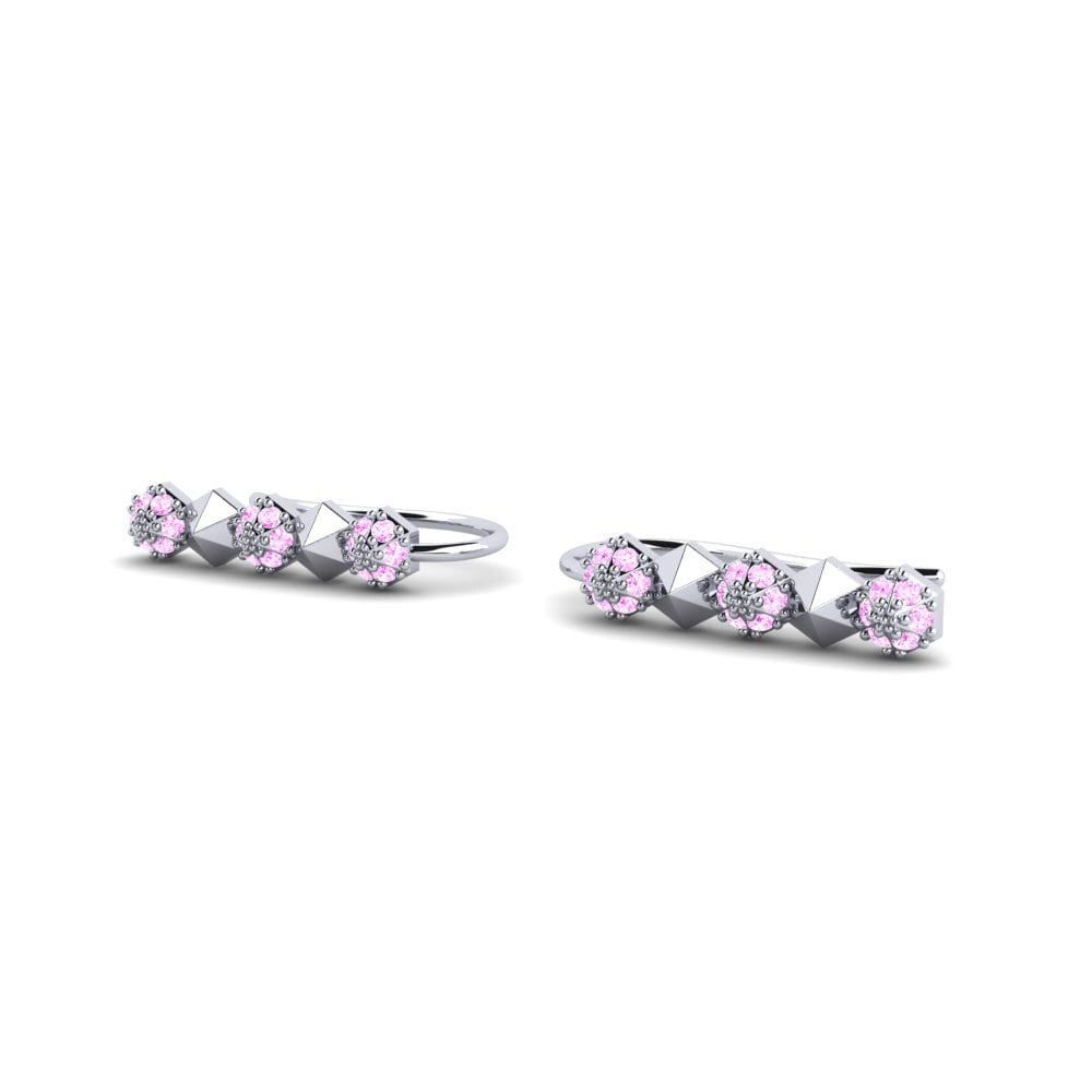 Platino Zafiro Rosado Pendiente de mujer Kohalolu