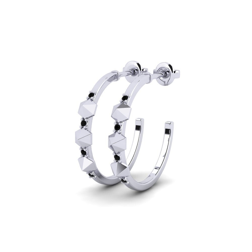 Platino Diamante Negro Pendiente de mujer Konektis