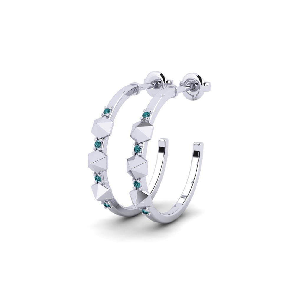 Platino Diamante Azul Pendiente de mujer Konektis