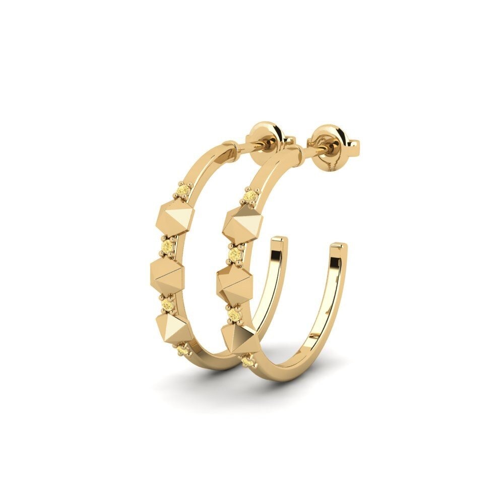 Gele Diamant Dames Oorbellen Konektis