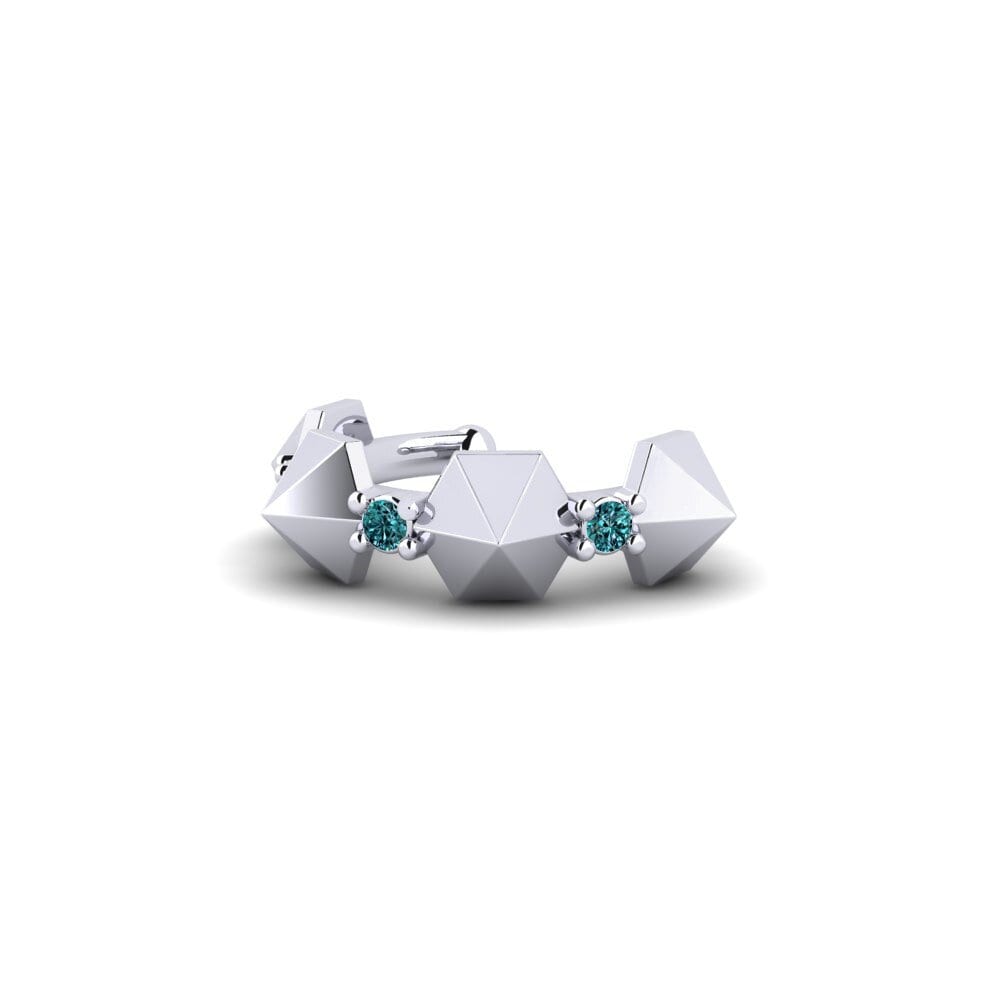 Platino Diamante Azul Pendiente de mujer Kukhalapo