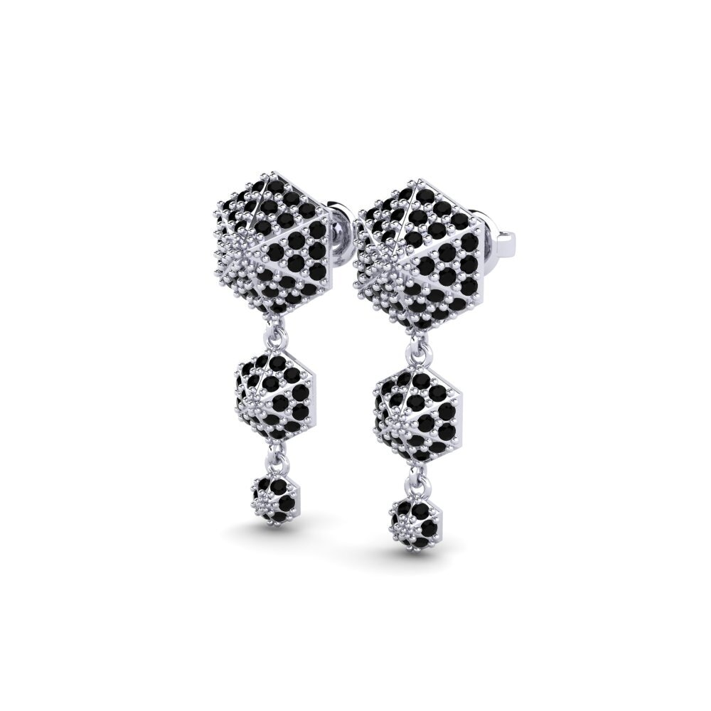Platino Diamante Negro Pendiente de mujer Kuragura
