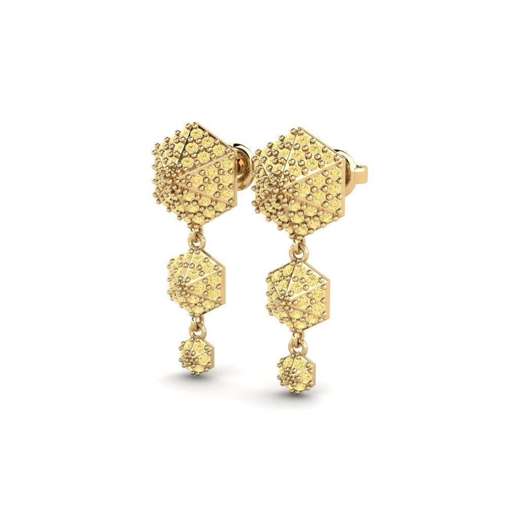 Gele Diamant Dames Oorbellen Kuragura