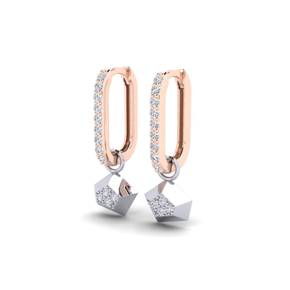 Vermelho & Branco-14K Brincos Feminino Majoraxis