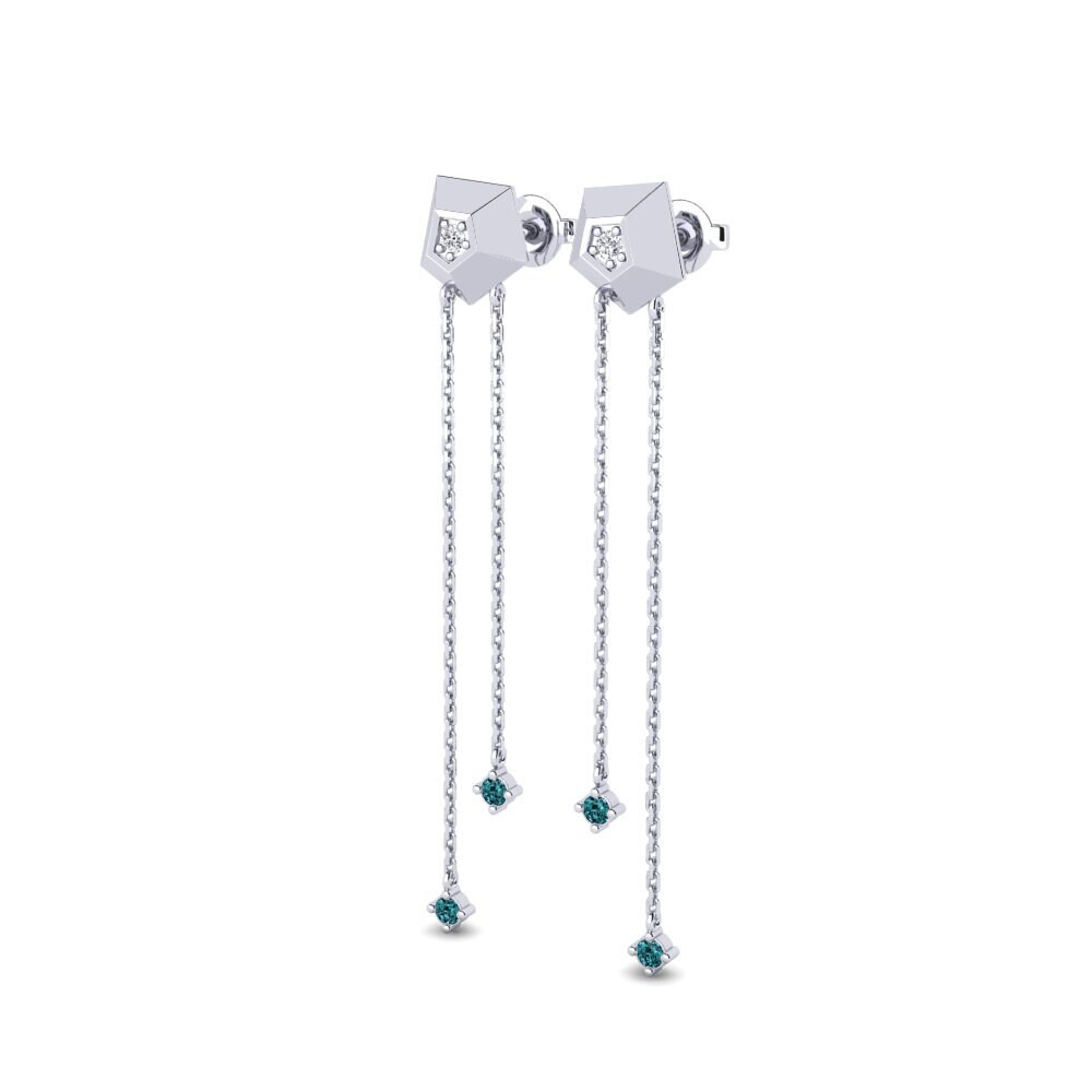 Platino Diamante Azul Pendiente de mujer Messiere
