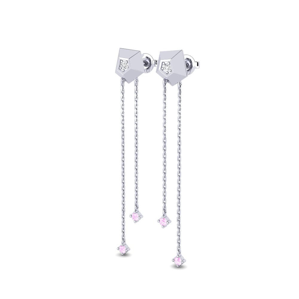 Platino Zafiro Rosado Pendiente de mujer Messiere
